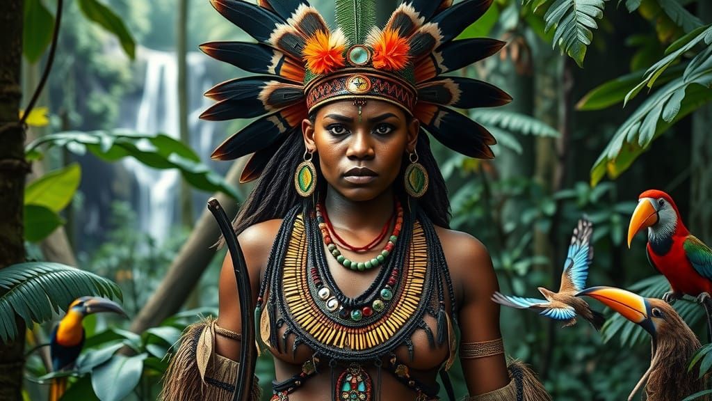 Papuan Tribal Goddess in Majestic Rainforest