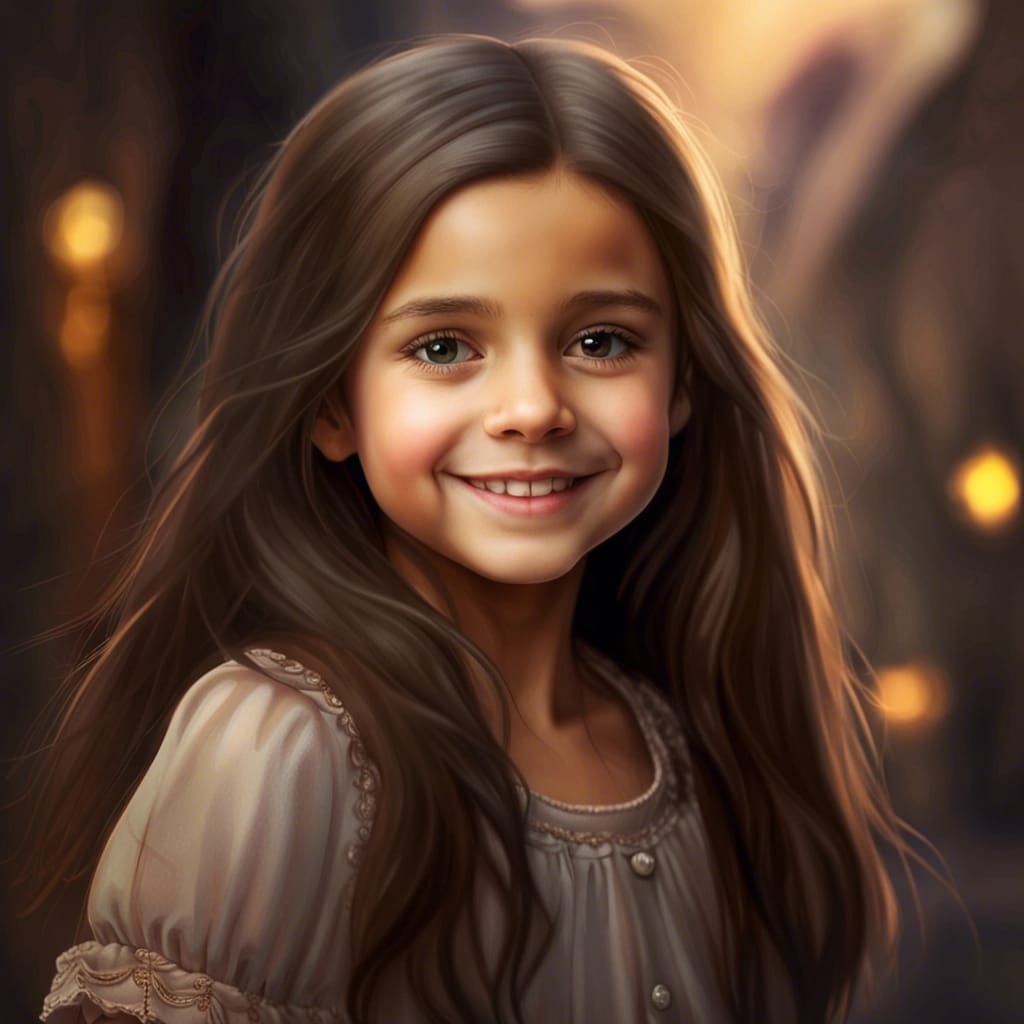 Charming Portrait of a Smiling 10-Year-Old Girl
