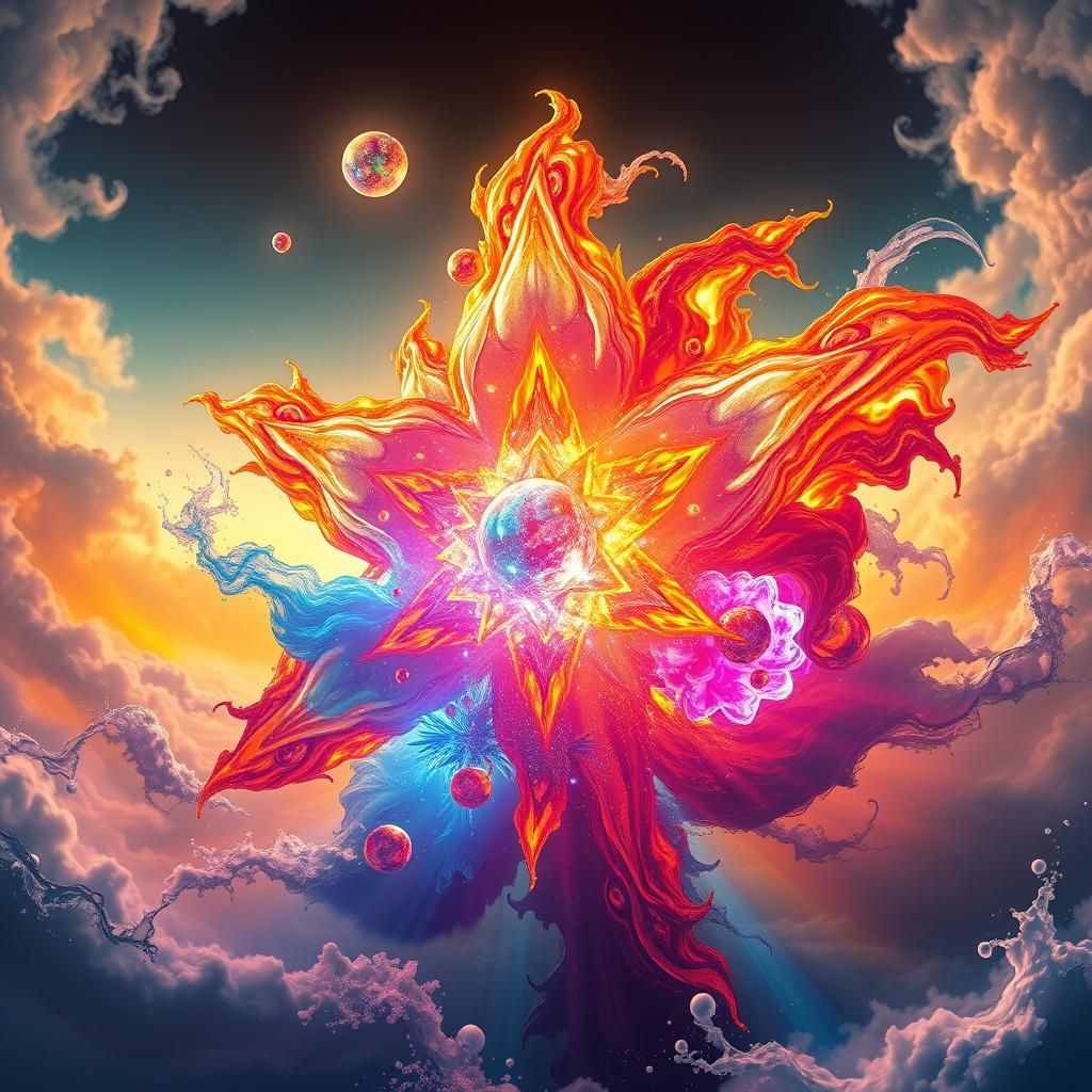 Surreal Star-Shaped Planets in Blazing Cosmic Scene