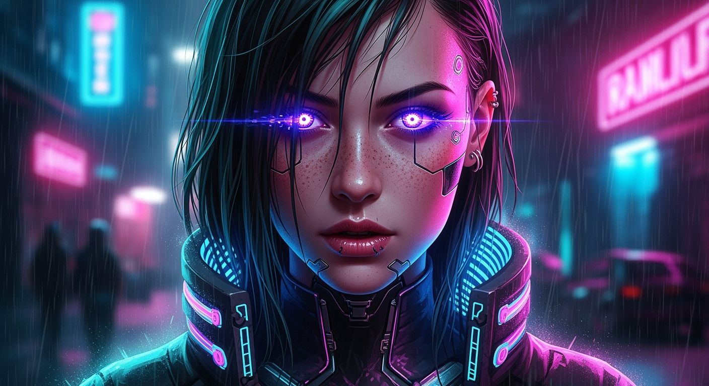Cyberpunk Girl Portrait in Neon Alley