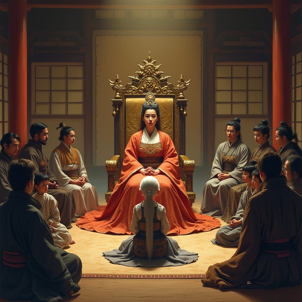 Elegant Imperial Throne Room in Medieval Japan