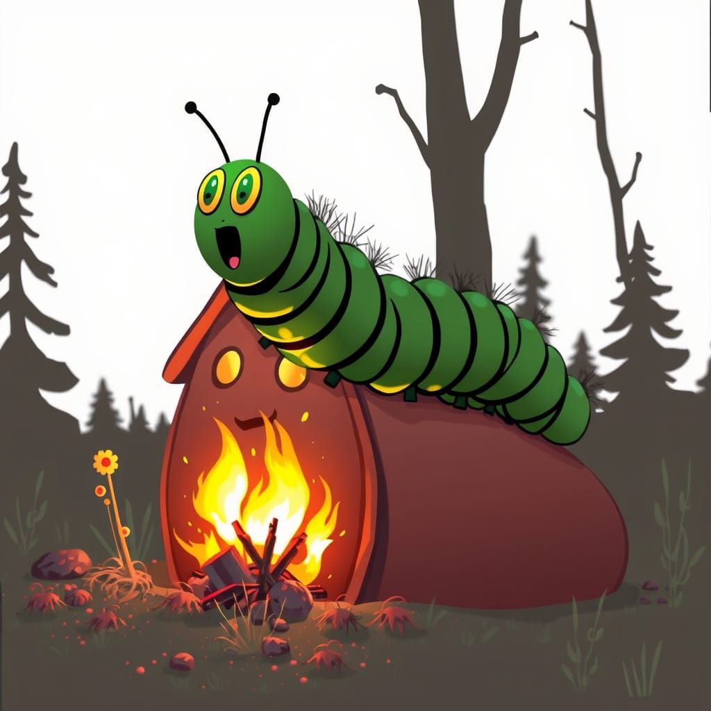 Excited Caterpillar Generated by AI