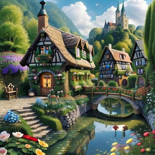 Art Nouveau Fairy Tale Miniature Village