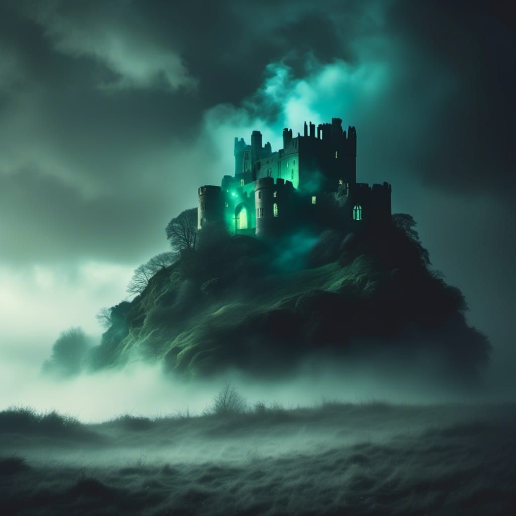 Misty Hill Castle with Ghostly Light