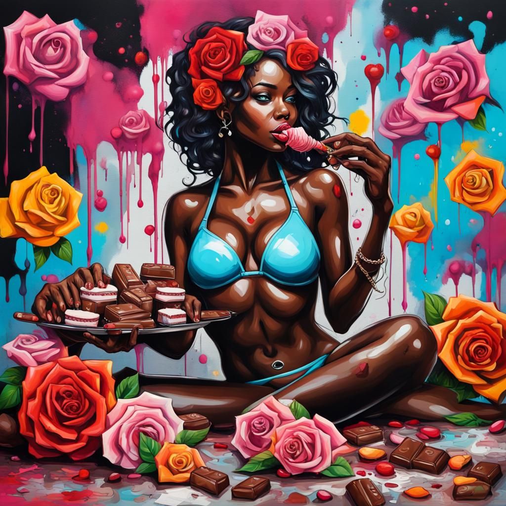 Black Beauty in Graffiti Art Bikini
