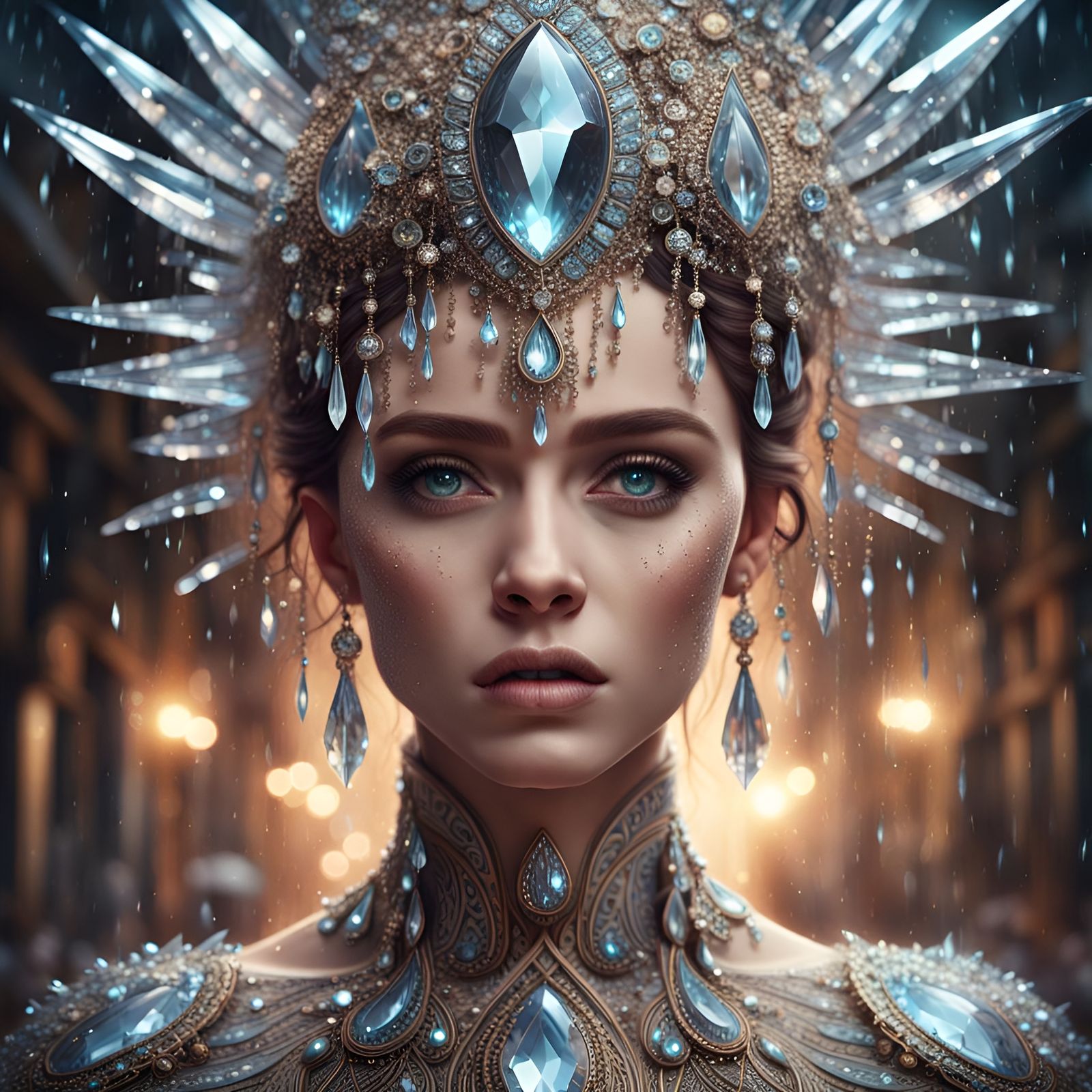 Woman with Crystalline Makeup, Digital Art