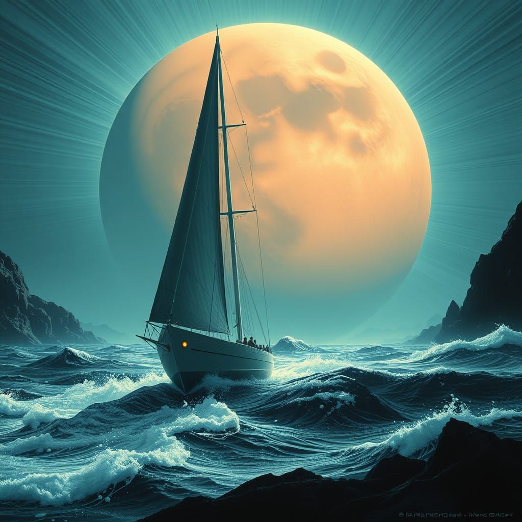 Small White Spaceship in Deep Starry Space