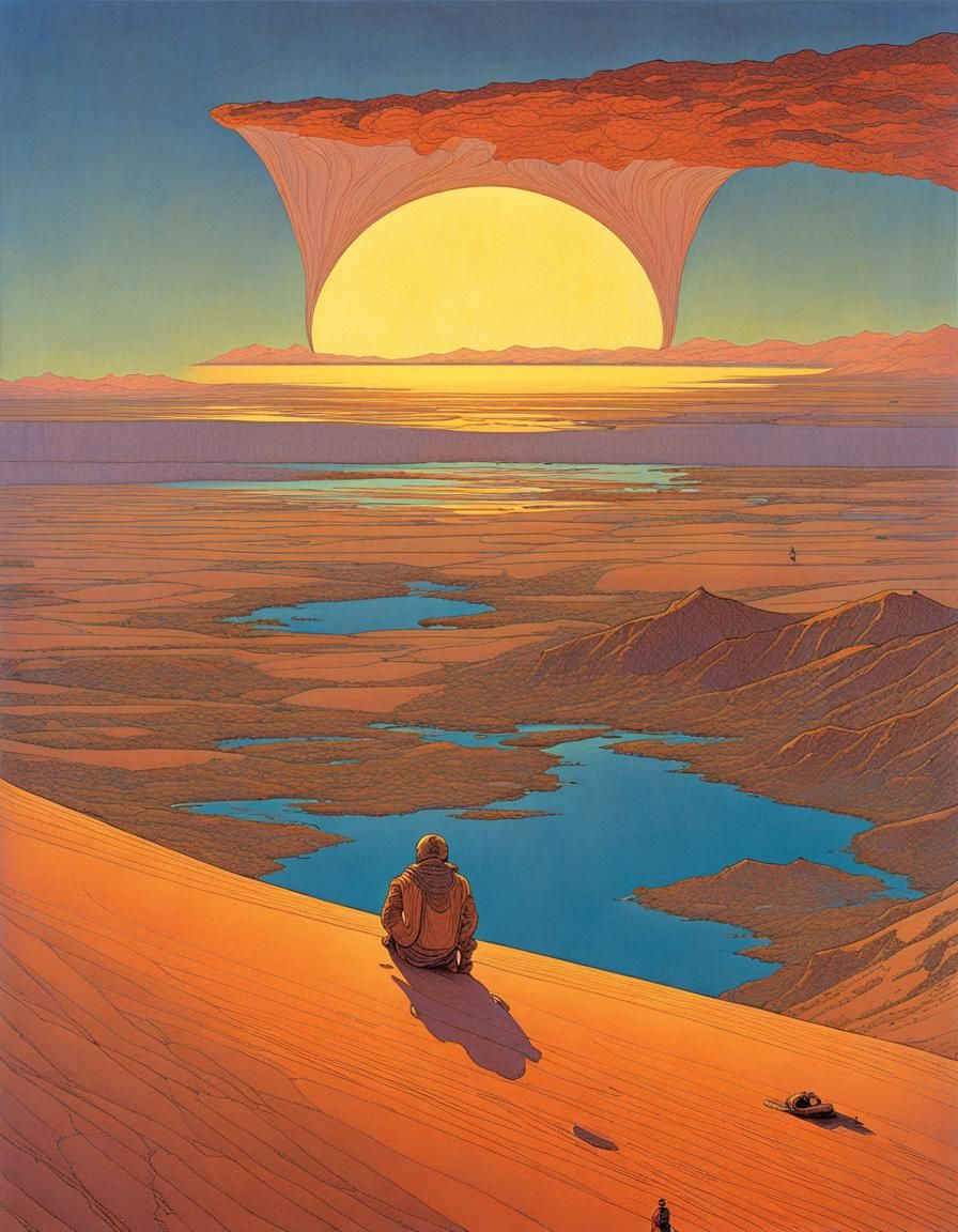 Moebius-Style Book Cover Art