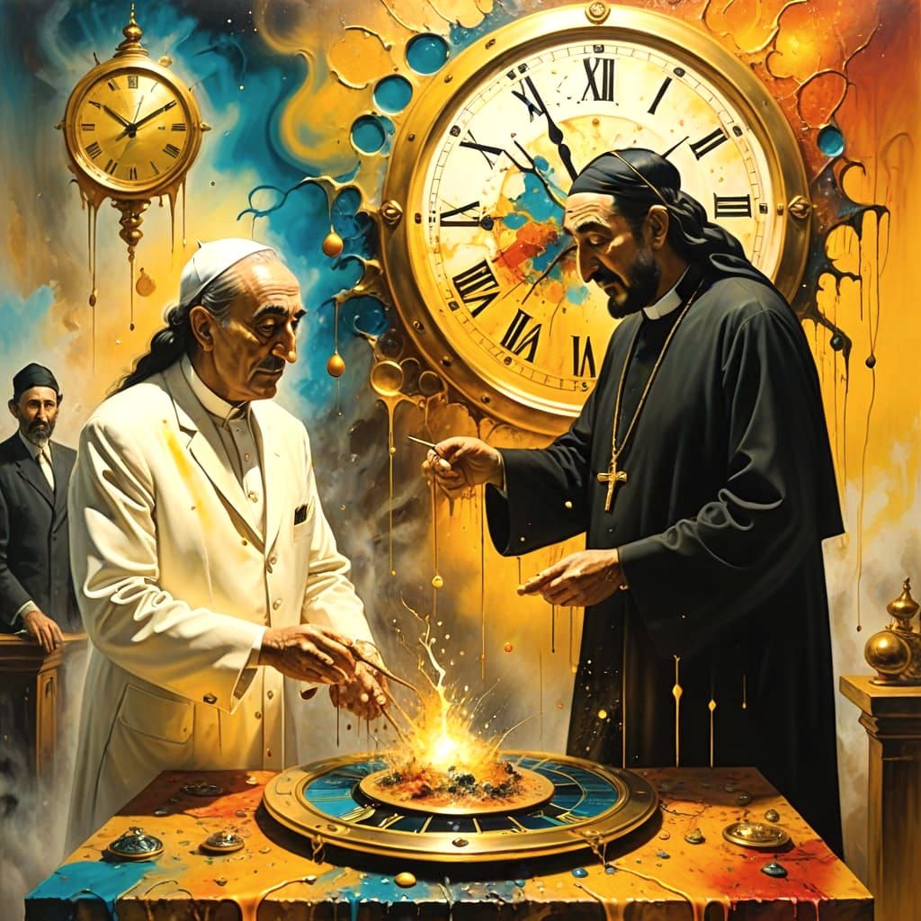 Surreal Meeting: Ayatollah and Bishop in Dali Style