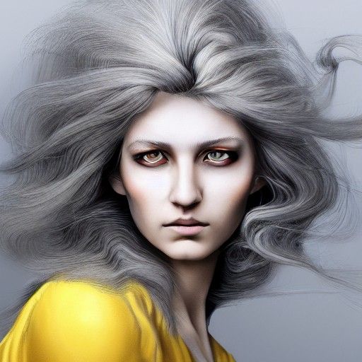 Hyperrealistic Oil Painting: Woman with Smoke Hair