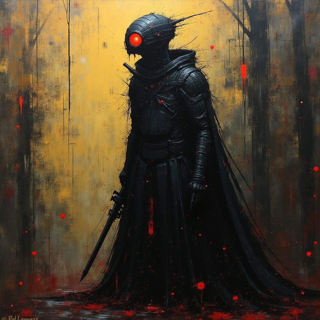 Dark Minimalist Cityscape in Geometric Cubism