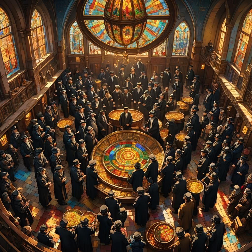 Hassidim Grab Kugels in Bustling Jewish Community