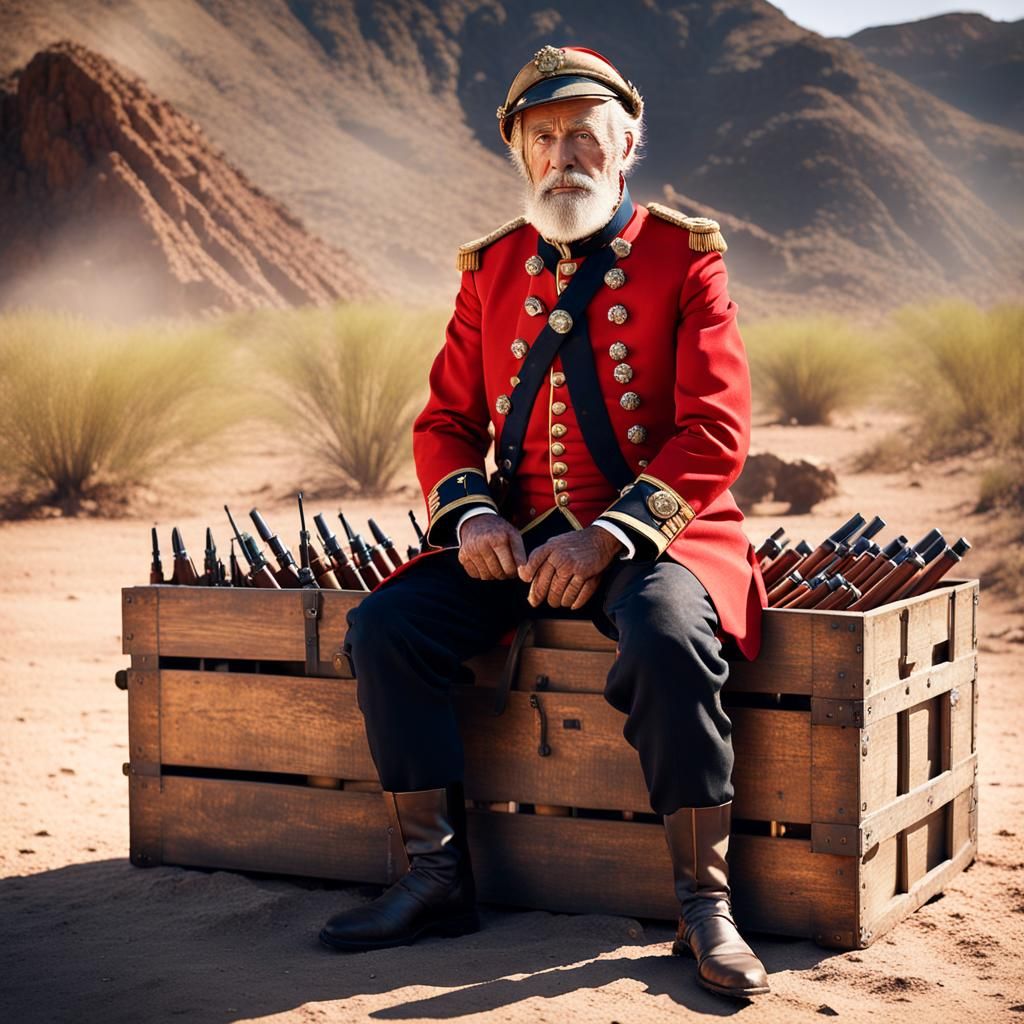 British Colonial Officer in Desert Landscape