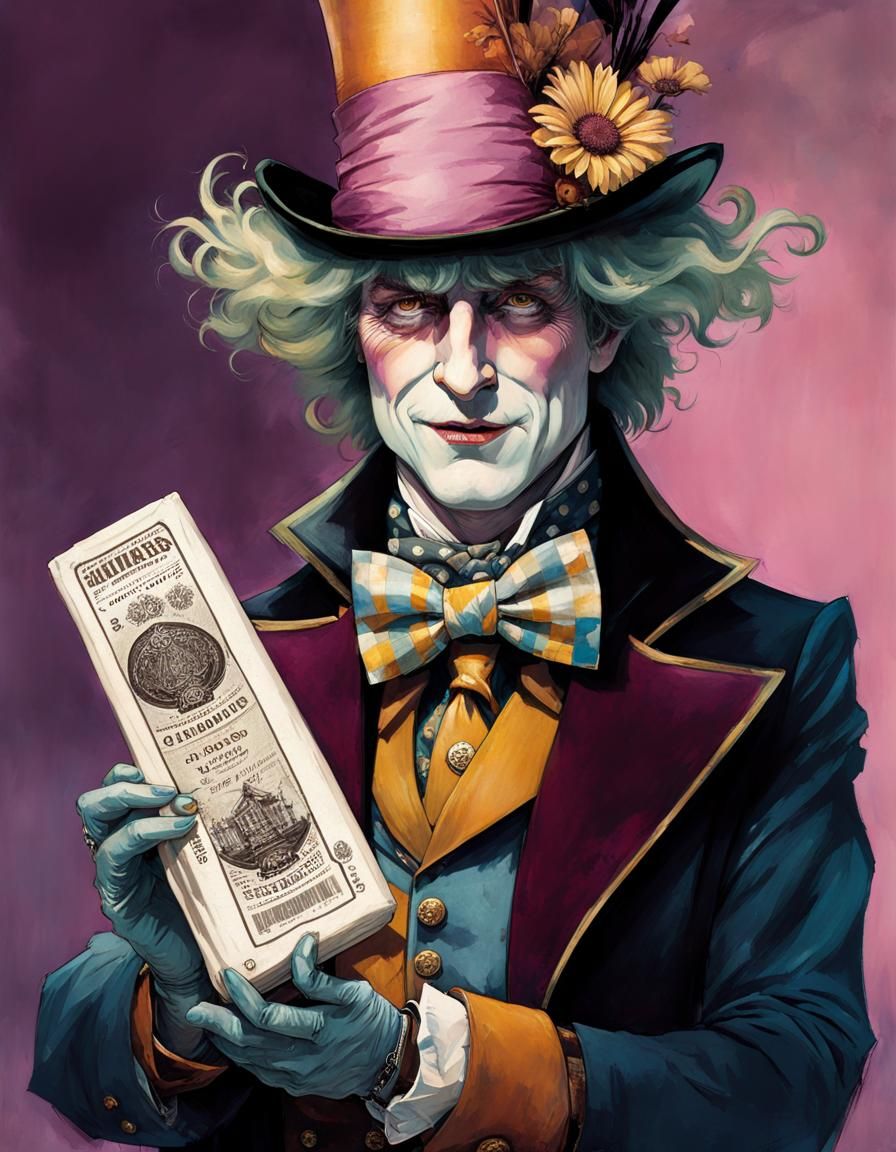 Mad Hatter's Hershey Bar: Intricate Fantasy Illustration