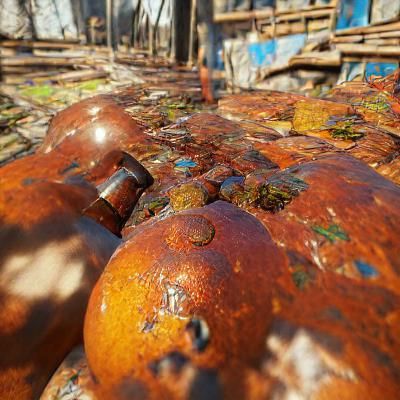 Rust Dominated 3D Maximalist Scene in Hyperrealism