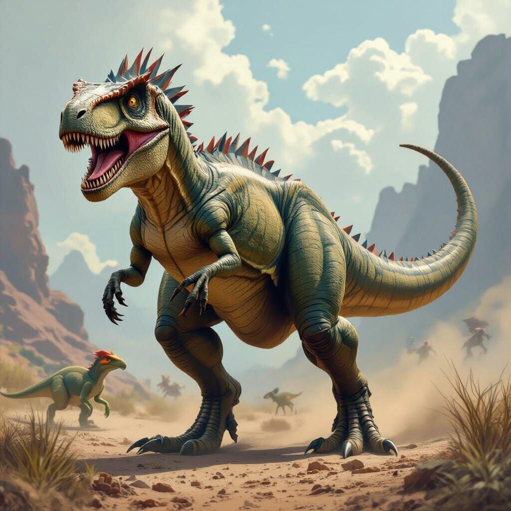 Hybrid Dinosaur: T-Rex and Velociraptor Fusion