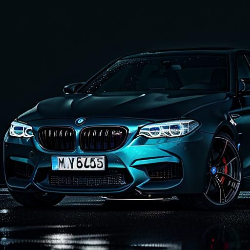 Girl Driving BMW M5 on Rainy Night