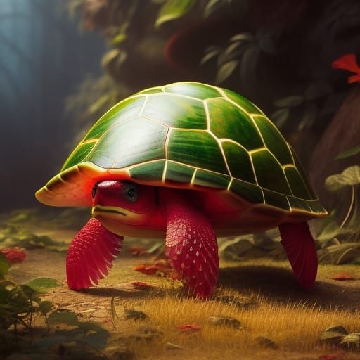 Turtle Watermelon Hybrid in Hyperdetailed Academic Art