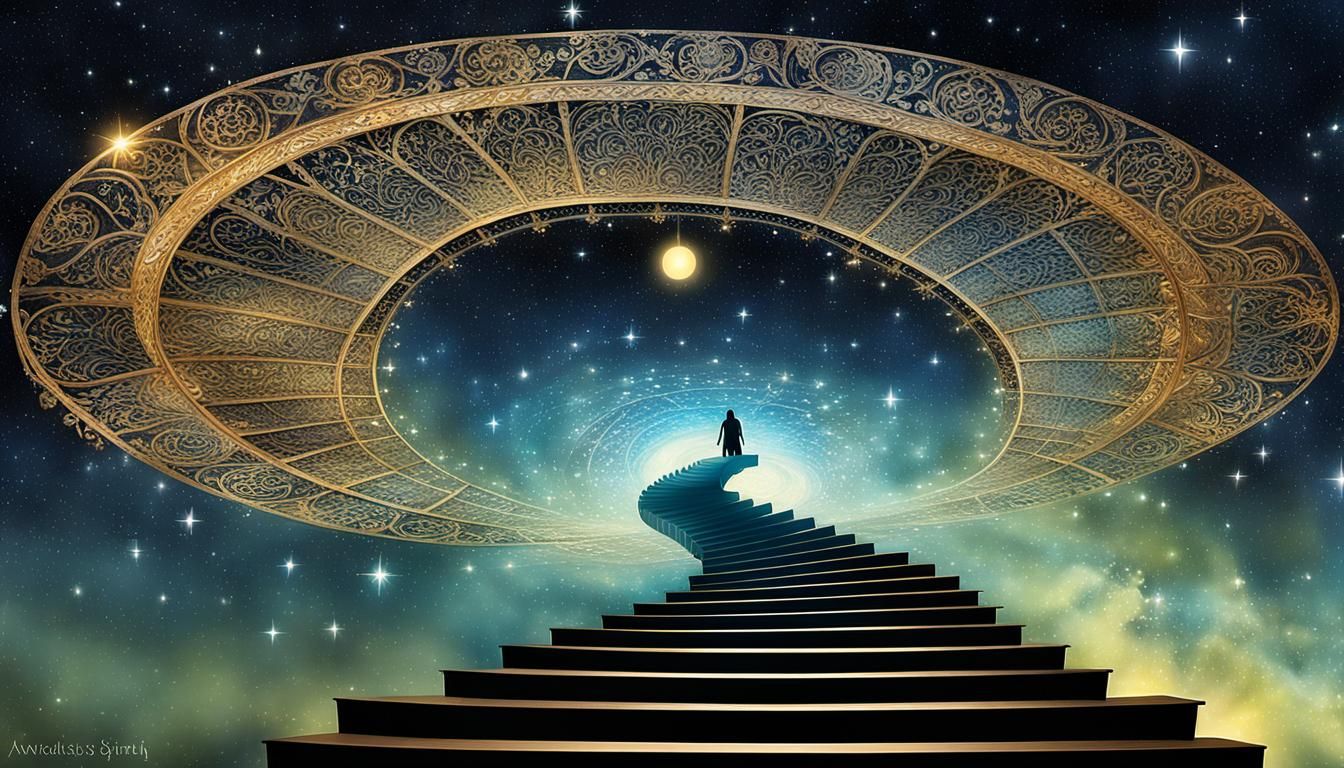 Dreamy Staircases Ascending to Starry Night