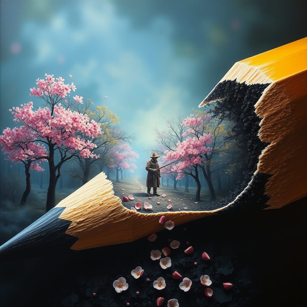 Hyperrealistic Forest Springs From Giant Pencil Tip