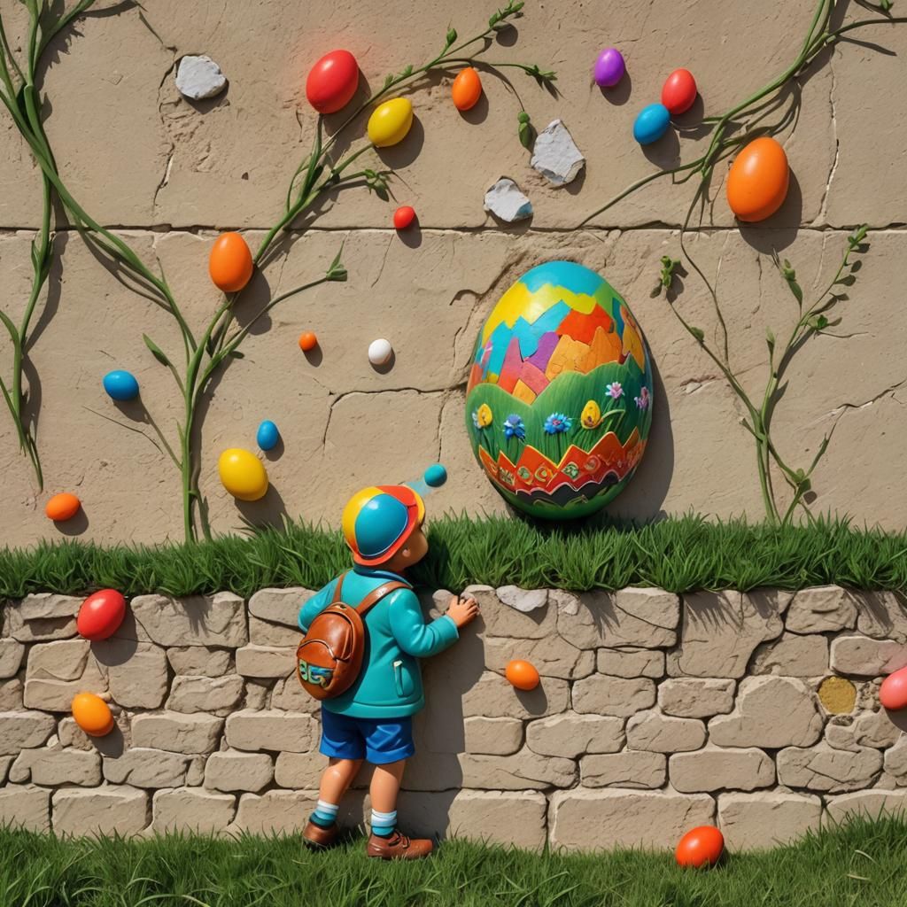 Boy Finds Easter Egg: 3D Quajar Art