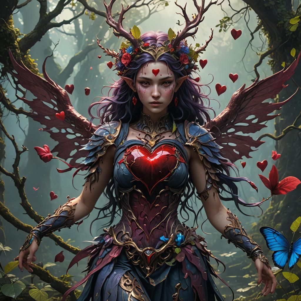 Heart Nymph Fantasy Concept Art in Deep Color