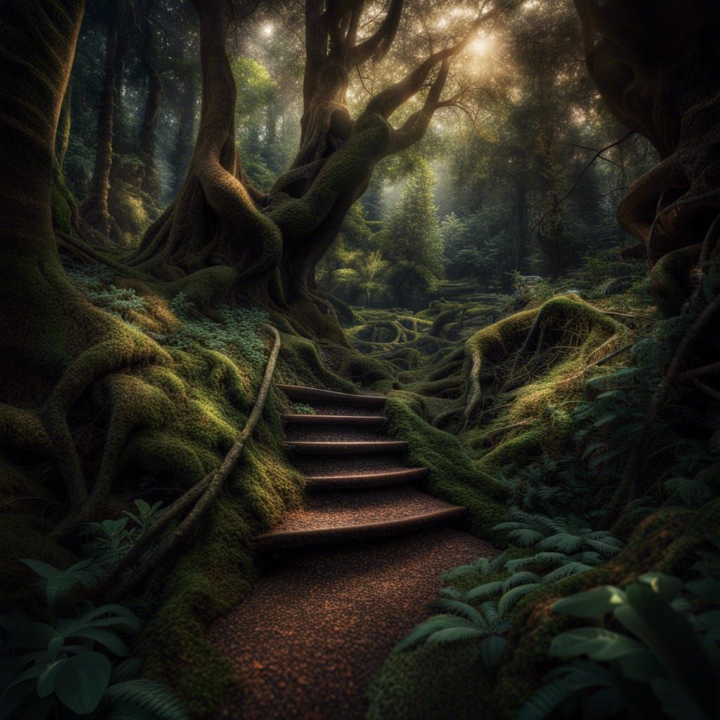 Hyperrealistic Enchanted Forest in Sharp Focus