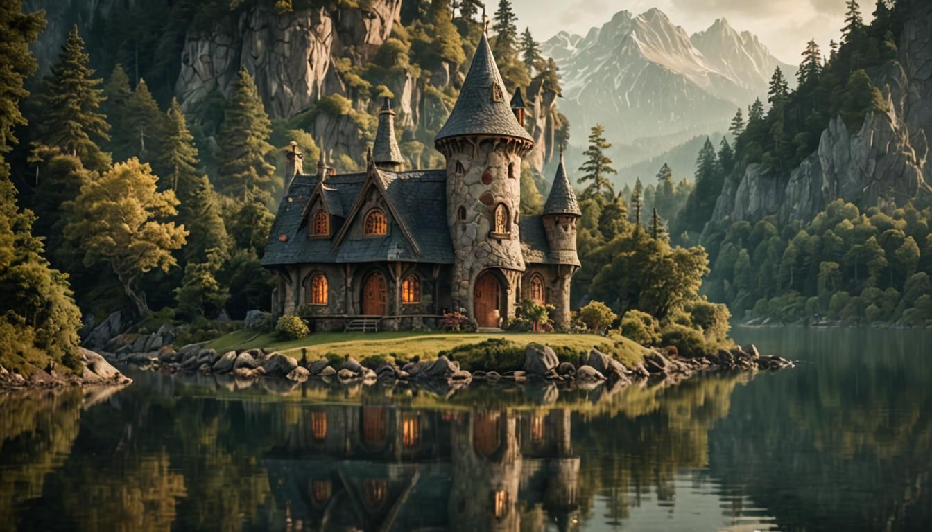 Enchanting Elven Cottage on Island in Lake