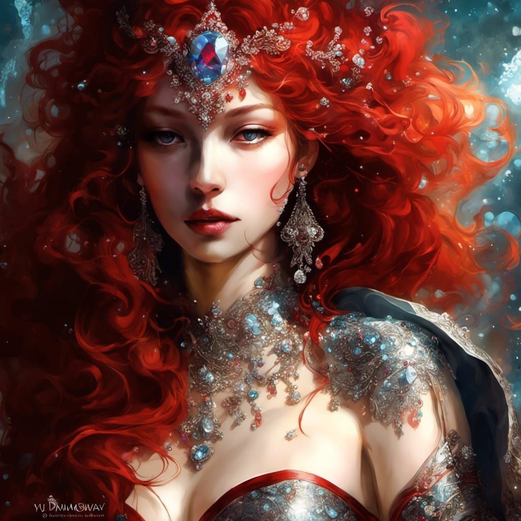 Gem-Encrusted Lady in Hyperrealistic Style