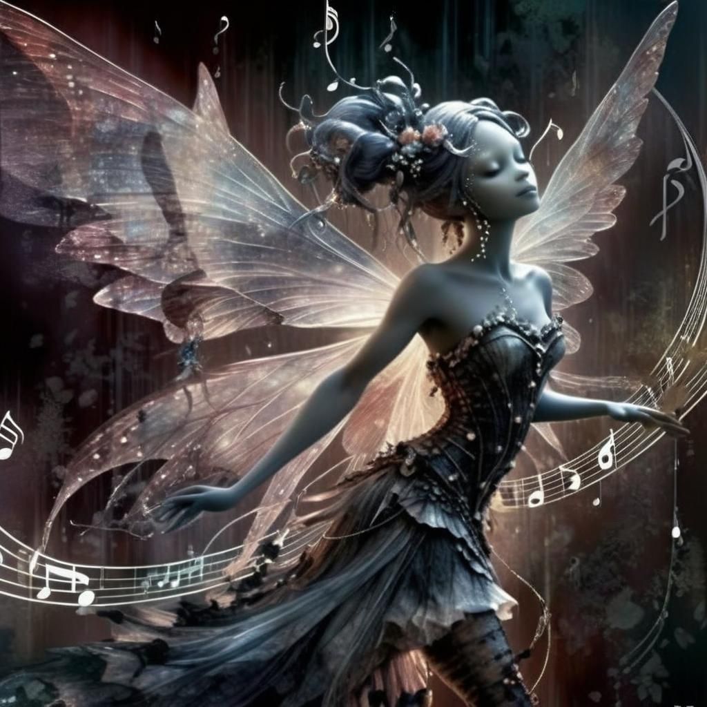 Bioluminescent Fairy Singing a Magical Song in Digital Art