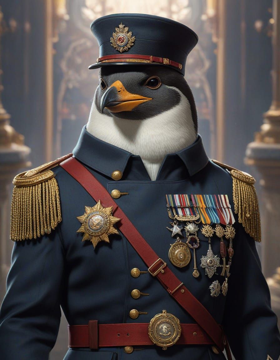 Penguin General in Elaborate Military Uniform