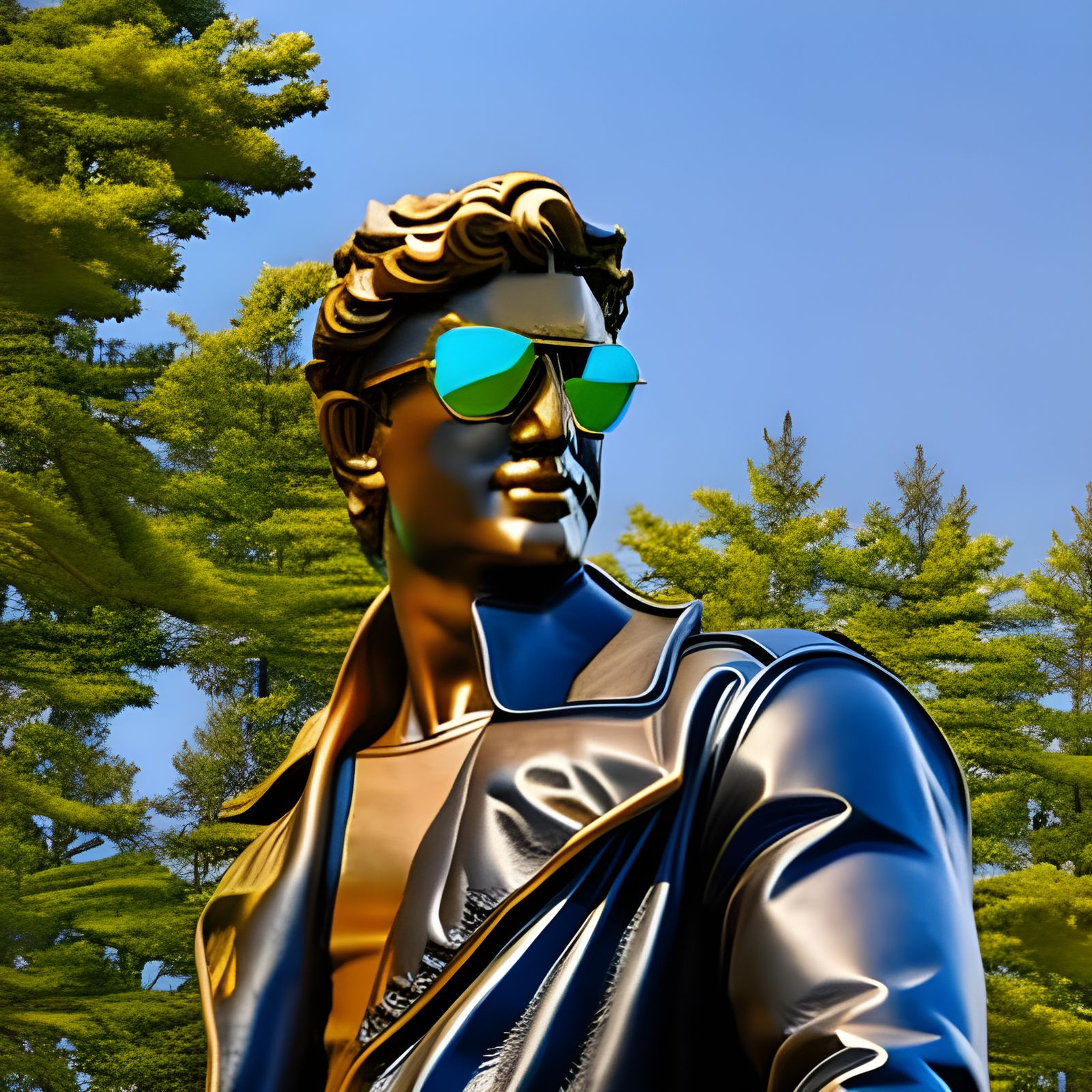 David Statue in Leather Jacket: Digital Art
