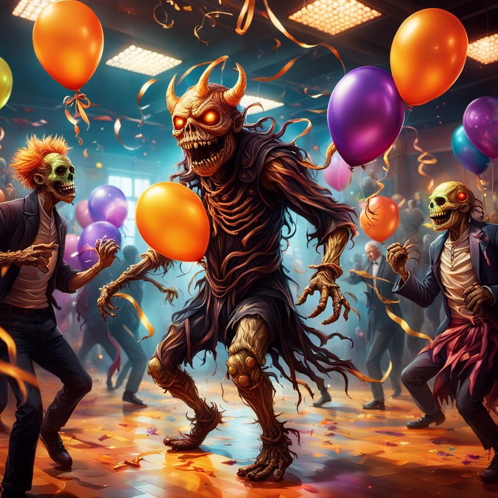 Halloween Monsters Dance: Hyperrealistic Concept Art