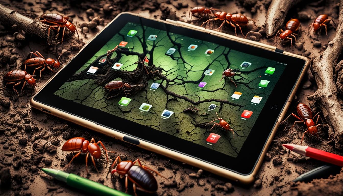 Broken iPad Under Tree: Hyper-Realistic Digital Art