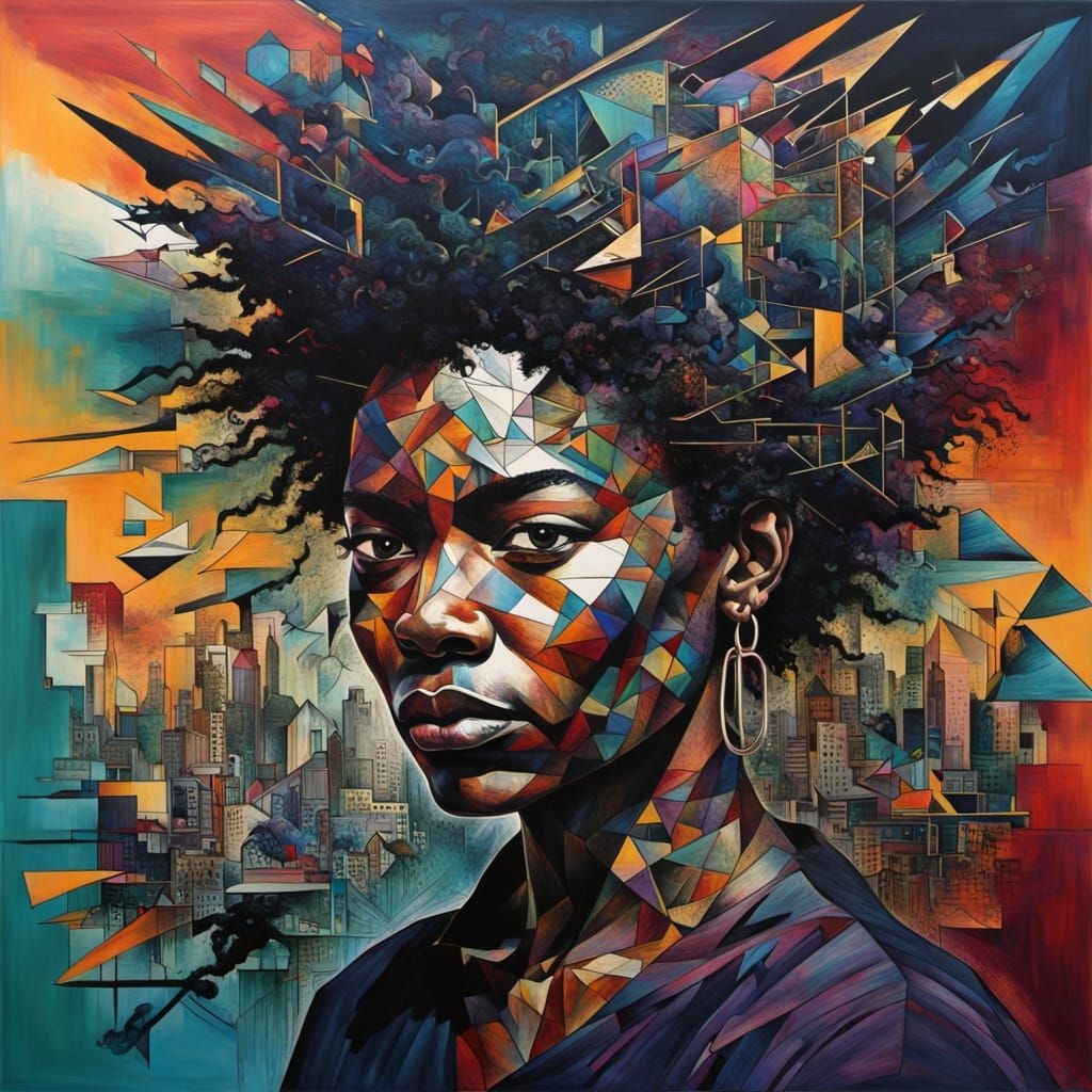 Fantastical Abstract Portrait in Deep Jewel Tones