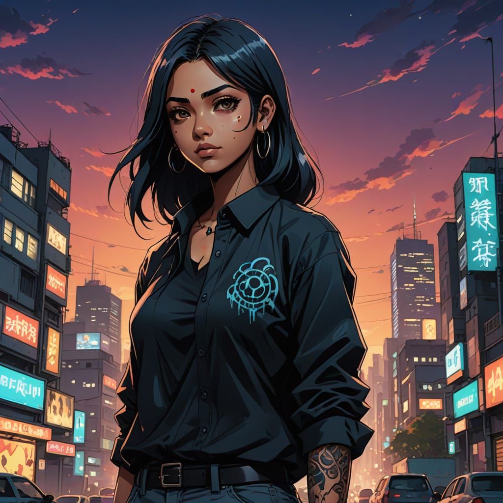 Anime College Girl Radiates Gothic Chic