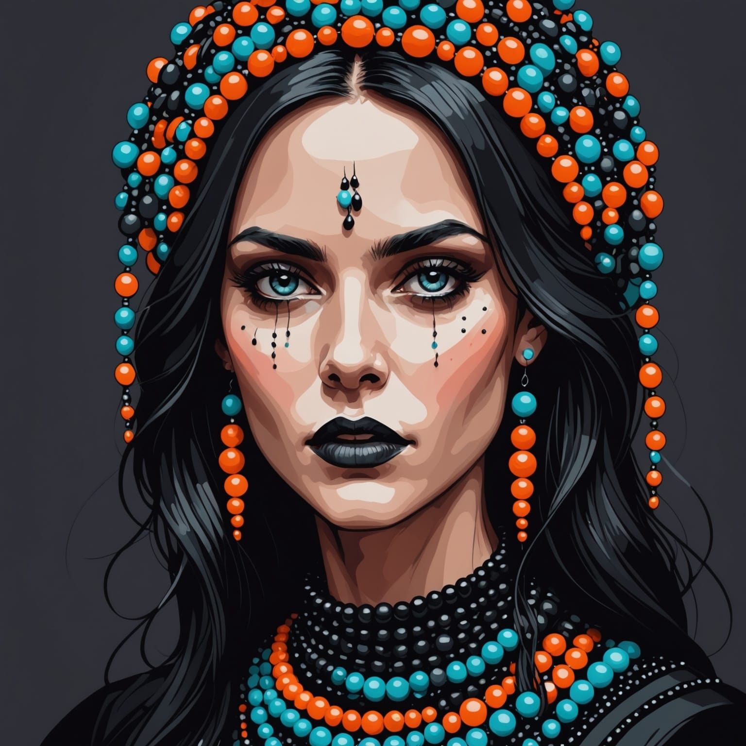 Grimdark Scene Artistically Rendered in Beads