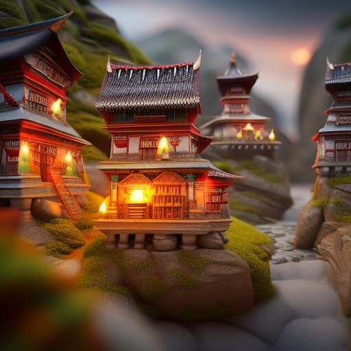 miniature of Kathmandu, Nepal : Temples & Hill side view