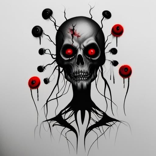 Ghostly Nightmare: Minimalist Charcoal Sketch in Dark Fantas...