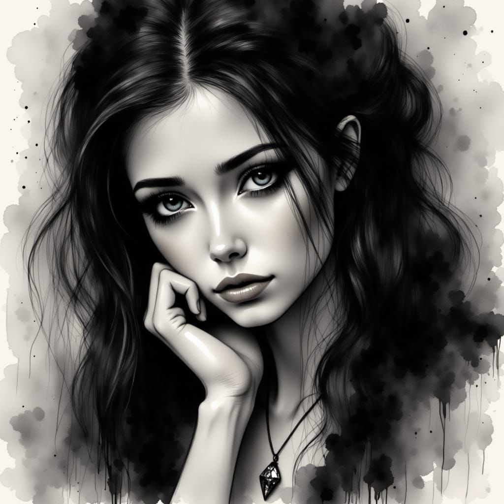 Norse Goddess Contemplates in Melancholic Mood