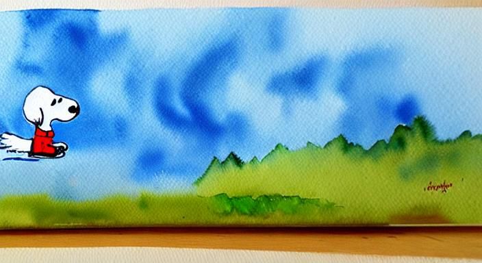 Smokey Snoopy in Gouache Watercolor Style