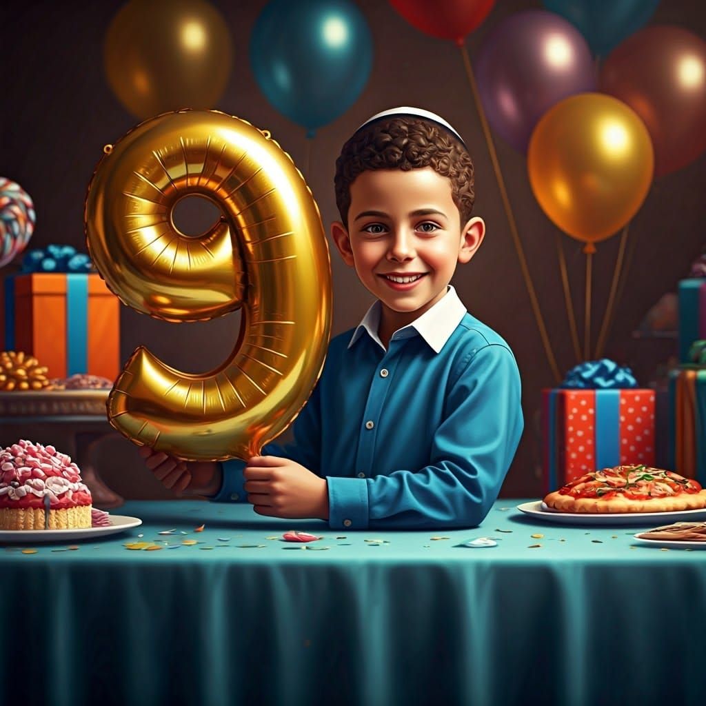 Joyful Orthodox Boy Celebrates Birthday: Hyper-Realistic Por...