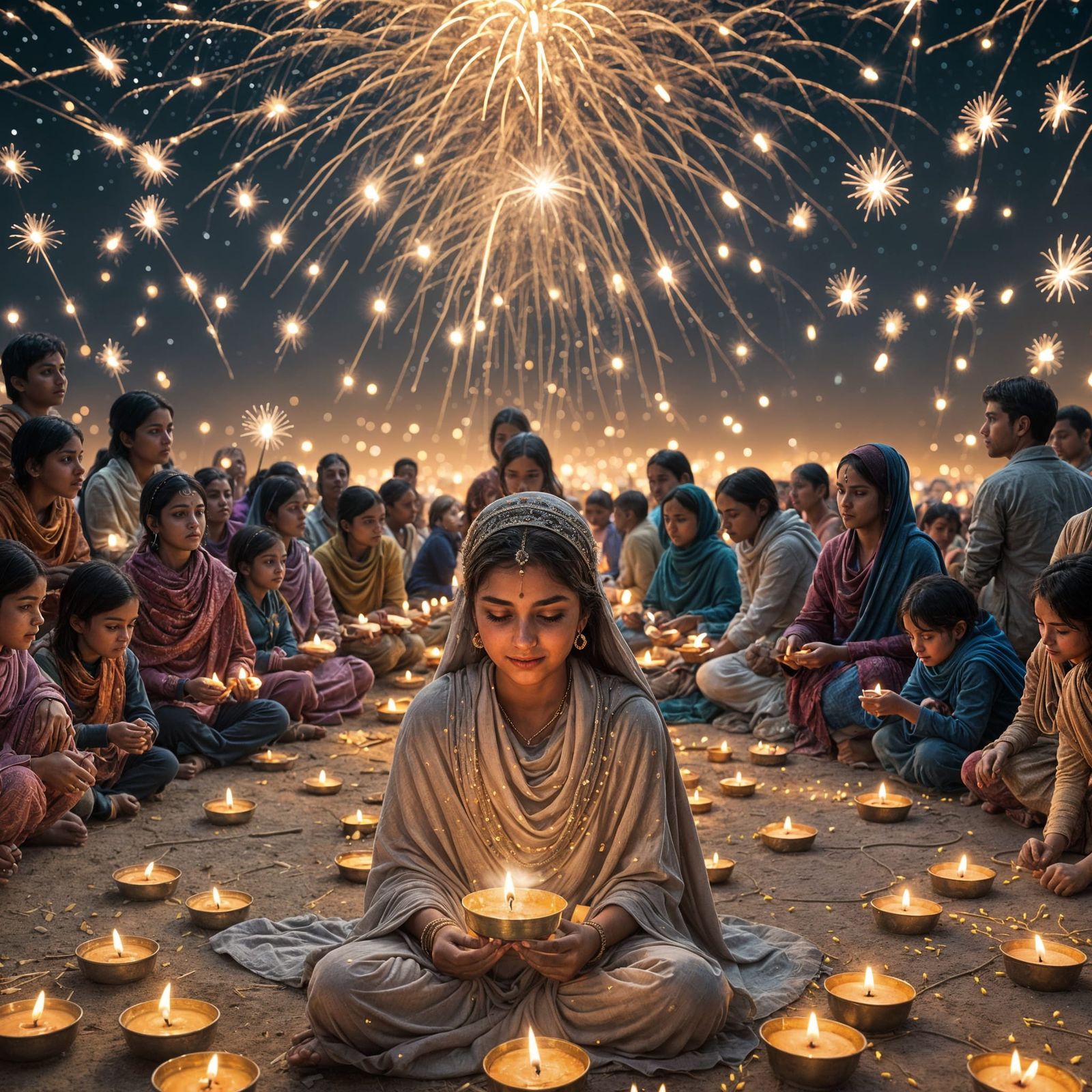 Diwali Festival of Lights: Girl with Candles