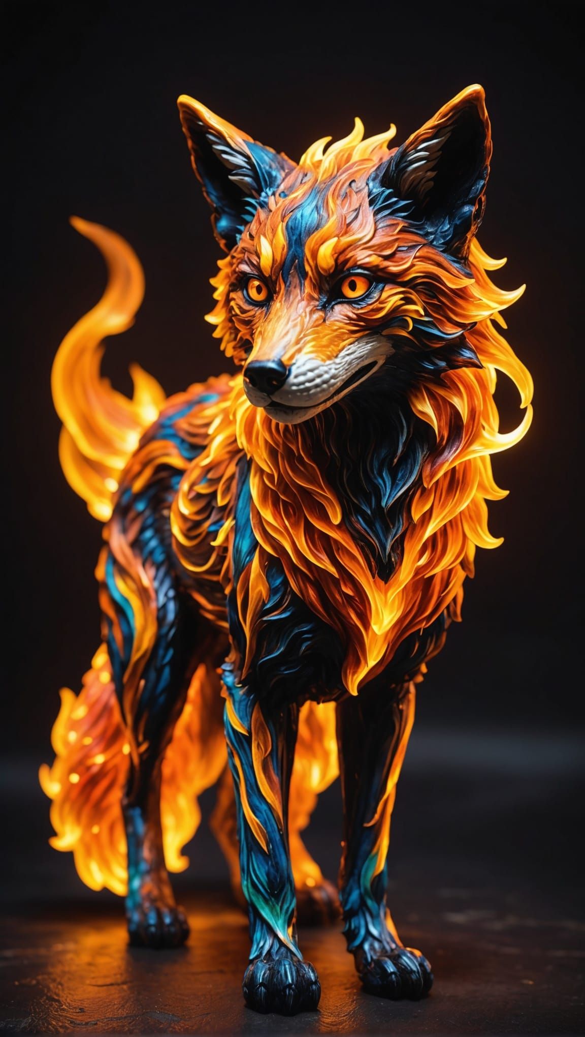 Mythical Fire Fox Illuminates the Night