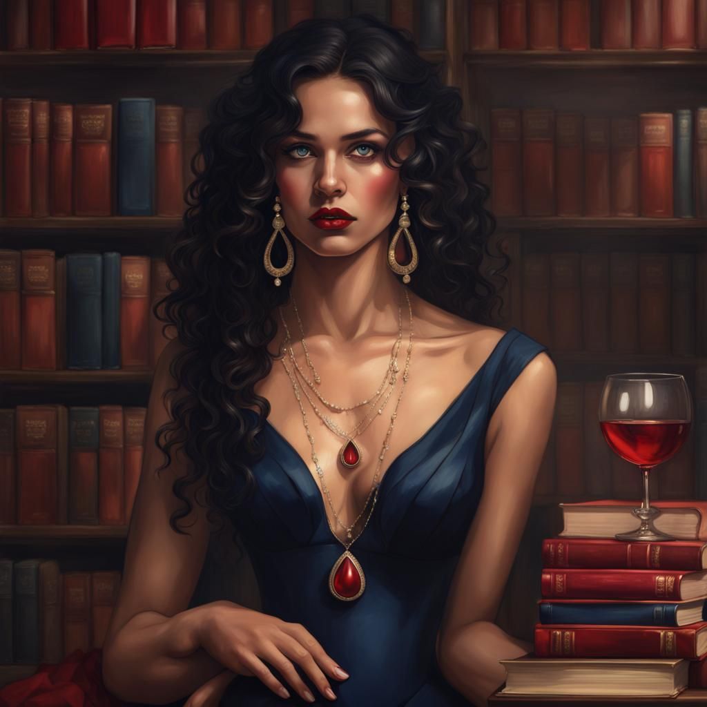 Sad Woman Portrait in Opulent Art Nouveau Style