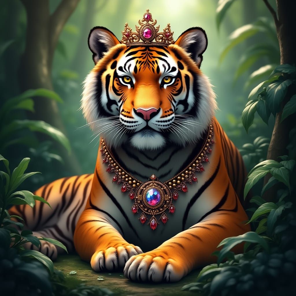 Celestial Tiger in Regal Splendor, a Fantastical Realism Mas...