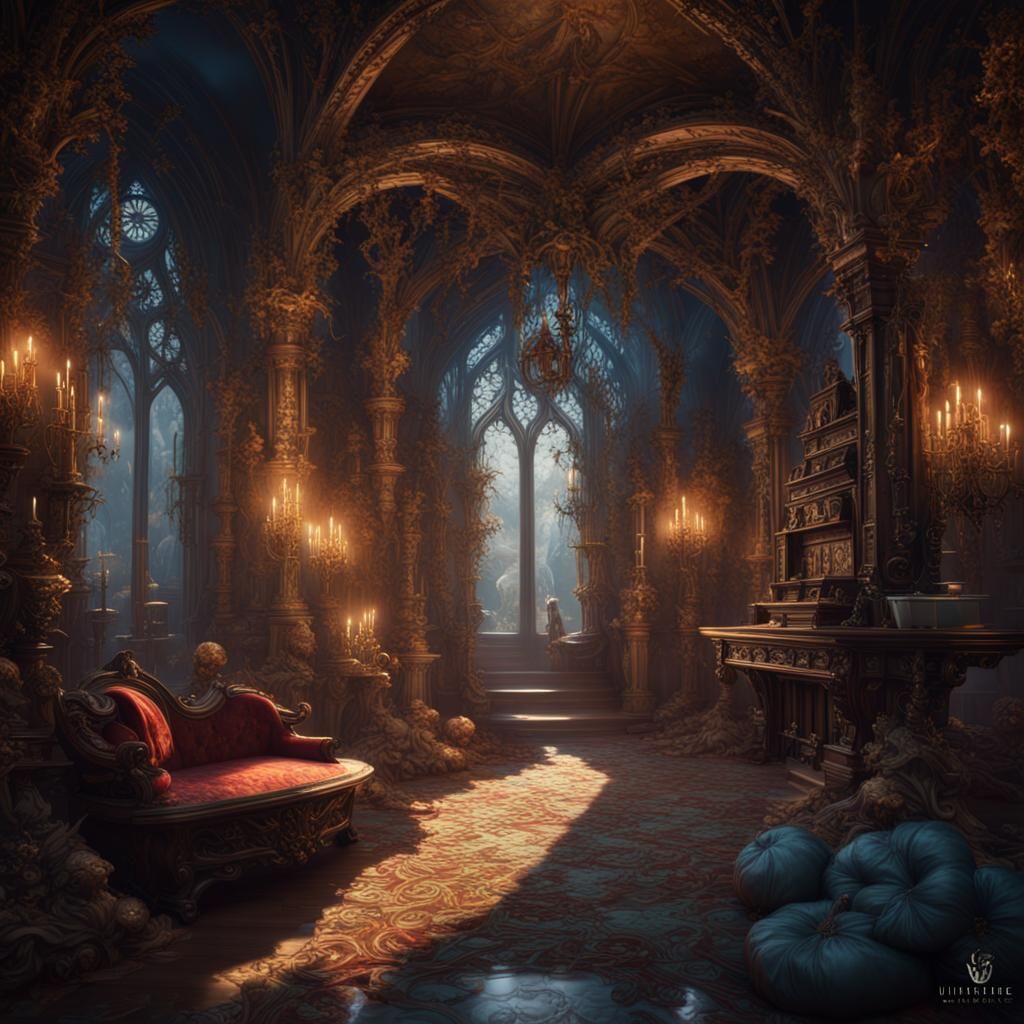 Illuminated Gothic Letter A with Medieval Scene