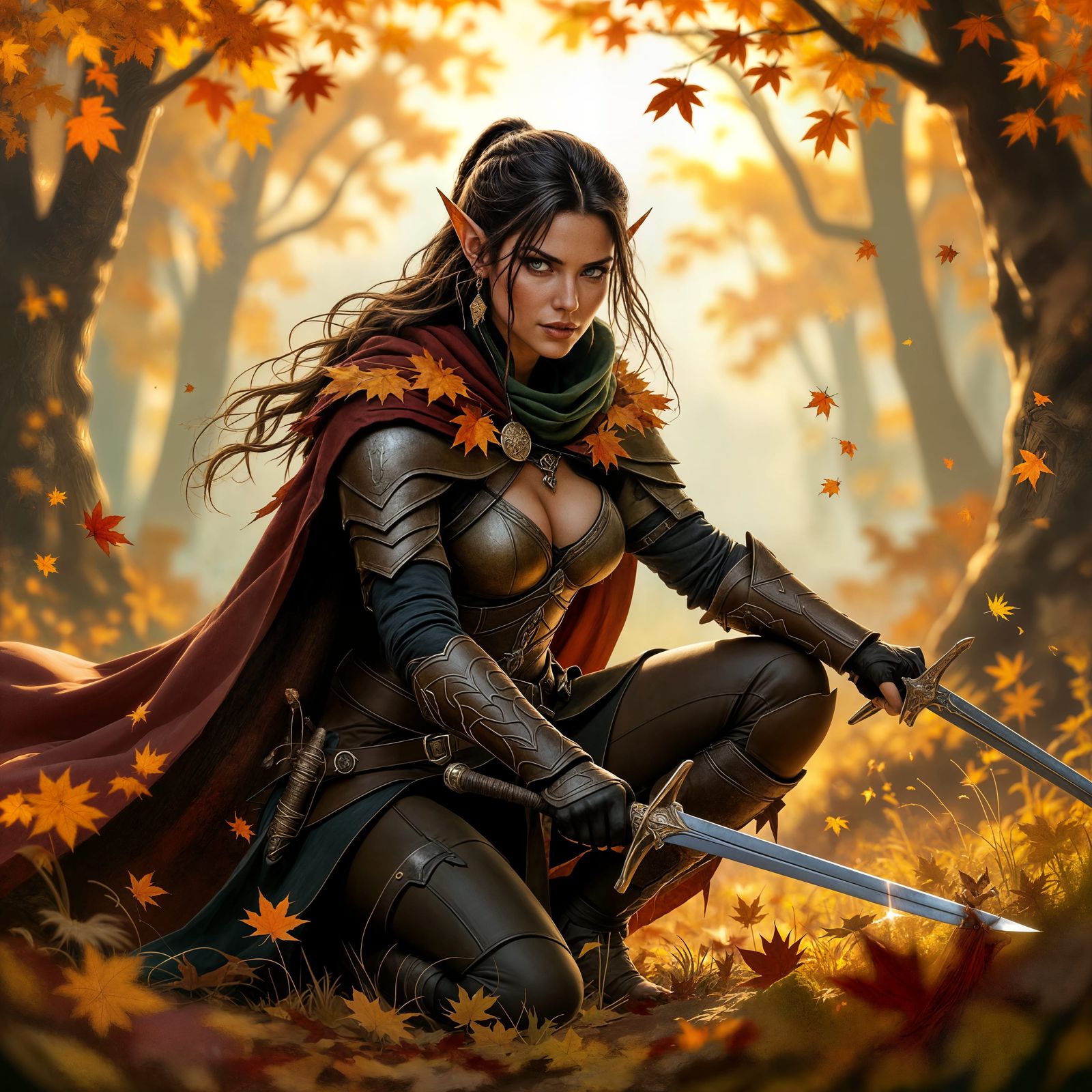 Enchanted Wood Elf in Autumn Forest