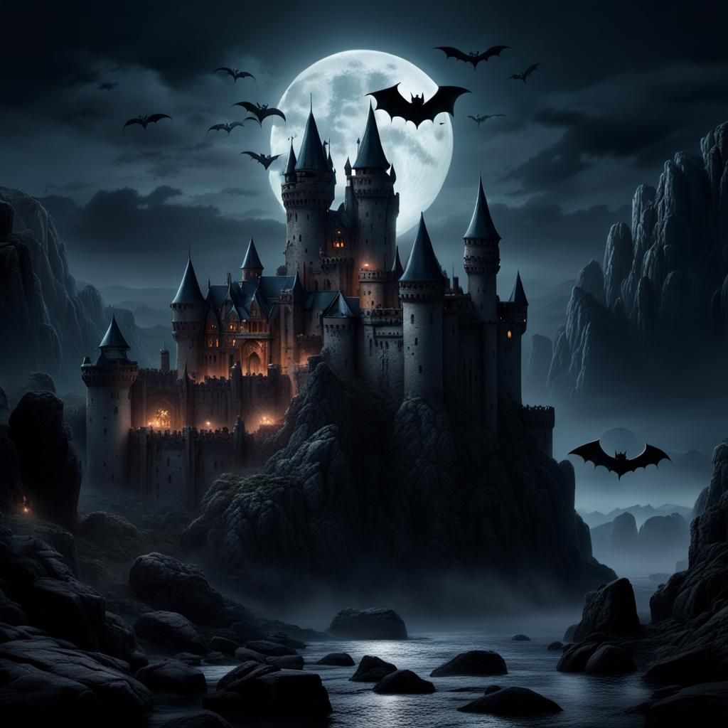 Dramatic Castle Dracula Digital Matte Painting