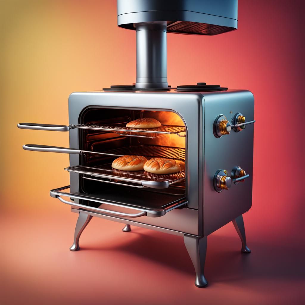 Anthropomorphic oven with six legs